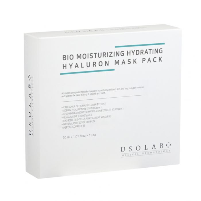 Зволожуюча та омолоджуюча тканинна маска Bio Moisturizing Hydrating Hyaluron Mask Pack, 30мл*10 шт